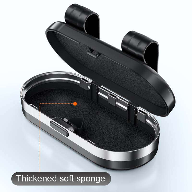 Brilleetui med spejl til bilen